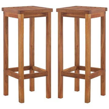 vidaXL Barkrukken 2 st massief acaciahout, Tuin en Terras, Tuinstoelen, Verzenden, Nieuw