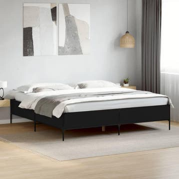 vidaXL Bedframe bewerkt hout metaal zwart 180x200 cm, Verzenden, Nieuw
