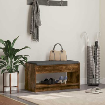 vidaXL Hallenbank Gerookte Eik 83 x 38 x 45 cm, Verzenden