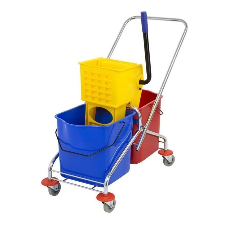 Duo rol emmer met wringer | 2x 23L | Stevige RVS wagen |, Articles professionnels, Horeca | Équipement de cuisine, Envoi