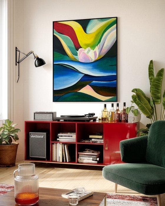 Ella Suárez - Flor de loto - XL (no reserve), Antiquités & Art, Art | Peinture | Moderne