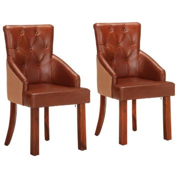 Lederen stoelen set - Tweede kansje. Profiteer nu!, Overige materialen, Twee, Bruin, Verzenden