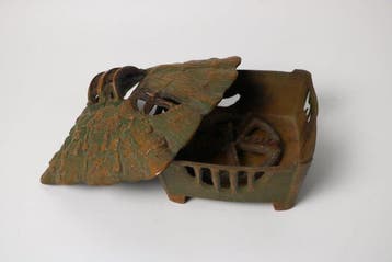 Antiek Japanse bronzen schrijnvormige wierookbrander – Homma