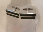Argent, Onyx - Boutons de manchette - Art Deco