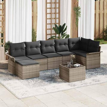 vidaXL Tuinbank Set 8 st Grijs poly rattan, Verzenden