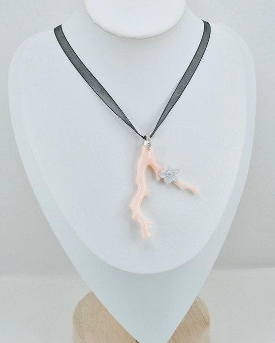 Corail - Argent - Pendentif - CORAIL ROSE ET CAMÉE, Antiek en Kunst, Curiosa en Brocante