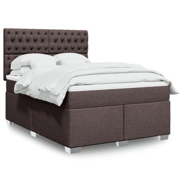 vidaXL Boxspring met matras stof donkerbruin 140x200 cm, Huis en Inrichting, Verzenden, Nieuw