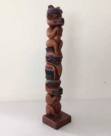 Alaskan Totem a signé Raven - Bois, cèdre - États-Unis - XXe