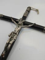 Antiek Crucifix - Ebbenhout - 1850-1900 - Zilveren