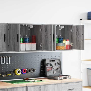 vidaXL Garagewandkasten 2 st spaanplaat Sonoma grijs, Verzenden