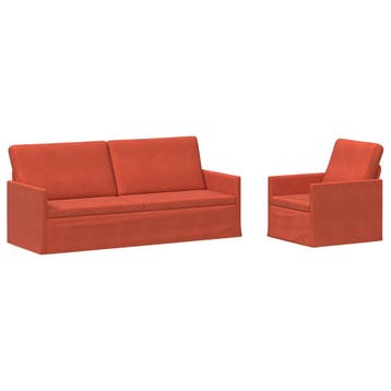 vidaXL bank / zetelstel 2 pcs Rood Oranje Corduroy stof, Verzenden