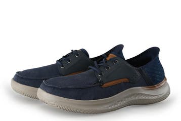 Skechers Instappers in maat 43 Blauw, Kleding | Heren, Schoenen, Overige typen, Zo goed als nieuw, Skechers, Verzenden