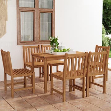 vidaXL 7-delige tuinset 120x70 cm massief teakhout, Verzenden, Nieuw, Tuinset