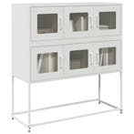 vidaXL Dressoir 100,5x39x107 cm koudgewalst staal wit, Verzenden