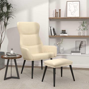vidaXL Relaxstoel met voetenbank stof crèmekleurig, Huis en Inrichting, Verzenden, Nieuw