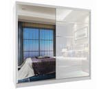 Kledingkast wit glans 158 cm breed met spiegel en 2 lades..., Huis en Inrichting, Met lade(s), 150 tot 200 cm, Nieuw, Overige houtsoorten