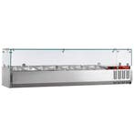 Gekoelde opzetstructuur 7x GN 1/4 - 150 mm, met glasopbouw, Verzenden, Nieuw in verpakking, Koelen en Vriezen