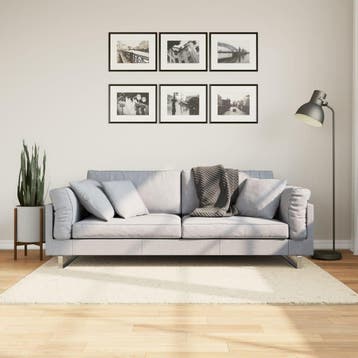 vidaXL Vloerkleed OVIEDO laagpolig 120x120 cm beige, Verzenden, Nieuw