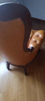 Fauteuil - Leder - Fauteuil uit de jaren veertig