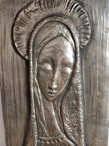 Barj Buzzoni - Reliëf, Madonna in preghiera - 42 cm -
