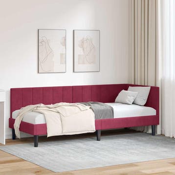 vidaXL Hoek Bed Frame met hoofdeinde Wijnrood 80 cm x 200 cm, Maison & Meubles, Chambre à coucher | Lits, Verzenden