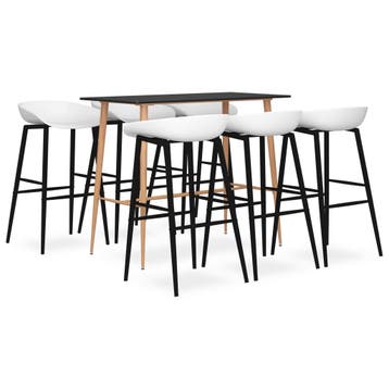 vidaXL 7-delige Barset zwart en wit, Maison & Meubles, Salles à manger complètes, Verzenden