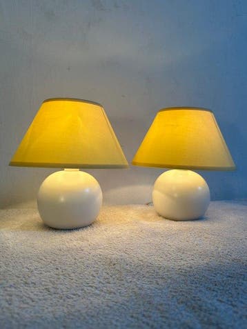 Lampe de table (2) - Céramique, Acier, Textile - Ensemble