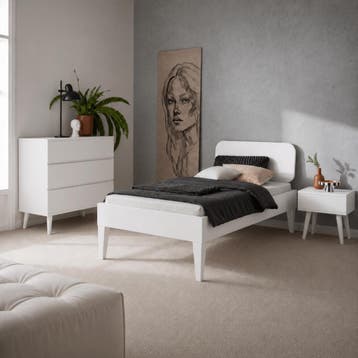 Van Schaik Nordic Wit Houten Bed 1-Persoons - 90 x 200, Huis en Inrichting, Nieuw