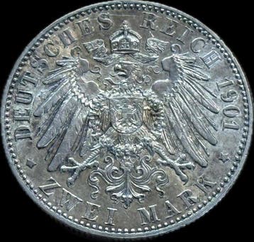 Duitsland, keizerrijk Wilhelm II. 2 Mark 1901 / 200th