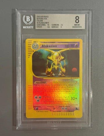 Pokémon - 1 Graded card - Alakazam 1 Foil - Beckett 8 -, Hobby en Vrije tijd, Nieuw