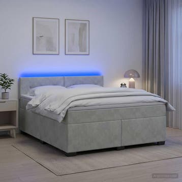 vidaXL Boxspringbed met matras en LED Lichtgrijs 140 x 190, Verzenden, Nieuw