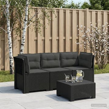 vidaXL 3-Zits Tu bank met Kussens Rattan Look PP Antraciet, Verzenden, Nieuw