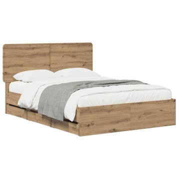 vidaXL Bed Frame with Storage and Headboard Artisan Oak 120, Verzenden, Nieuw