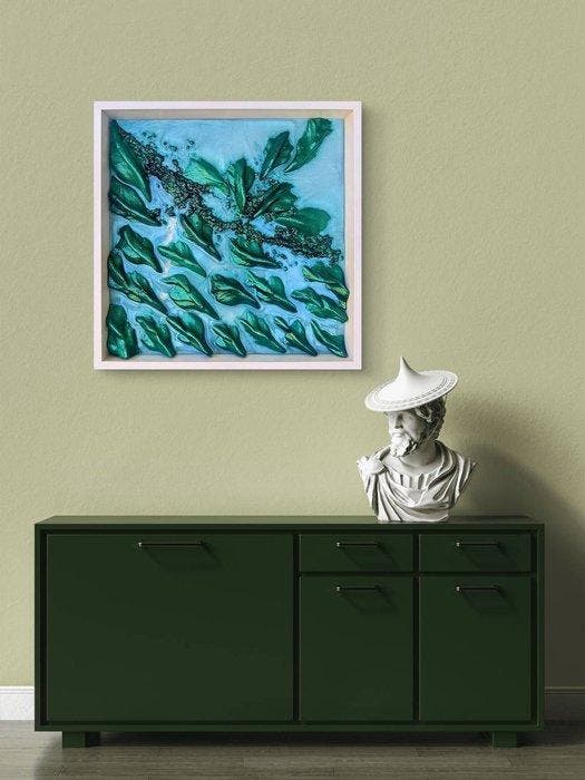 Ruisi Maria - Emerald Energy Flow – Sculptural 3D Relief, Antiek en Kunst, Kunst | Designobjecten
