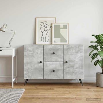 vidaXL Dressoir Betongrijs 89 x 34,5 x 60 cm Bewerkt hout, Verzenden