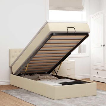 vidaXL Bed poef met matras en LEDs 90x200 cm stof, Verzenden, Nieuw