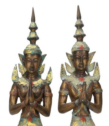 sculptuur, Vintage Teppanom - Temple guardians - 32 cm -, Antiek en Kunst