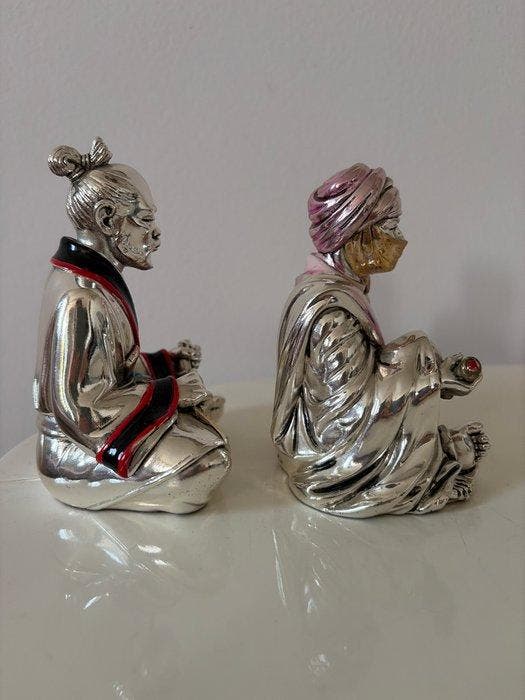 manifattura italiana Giannell - Beeldje - Beduino e samurai, Antiquités & Art, Antiquités | Argent & Or