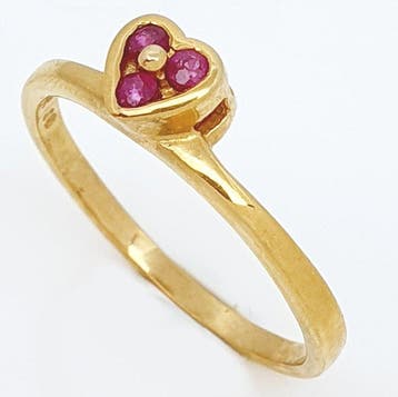 Bague - 18 carats Or jaune - 0.09ct. tw. Rubis, Nieuw