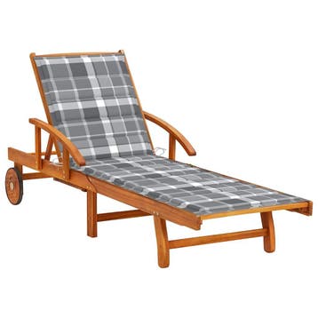 vidaXL Ligbed met kussen massief acaciahout, Tuin en Terras, Verzenden, Nieuw