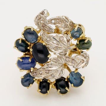 Bague - 9 carats Or jaune Diamant (Naturelle) - Saffier, Nieuw