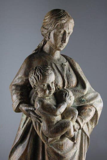 17th Century - Beeld, Madonna and Child - 61 cm - Eik