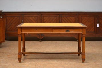 Bureau - Hout, Metaal, Semilpelle - centrale schrijftafel
