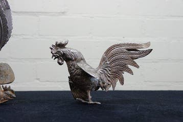 sculptuur, set vechthanen in messing - 15 cm - Messing, Nieuw
