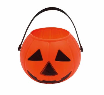Oranje Halloween Snoep Emmer Pompoen 15cm, Verzenden, Nieuw