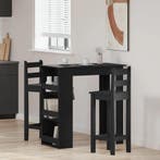 vidaXL Bartafel met opbergrek 102x50x103,5 cm zwart, Verzenden