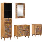 vidaXL Badkamermeubel Set met lade 4 pcs Naturel Massief, Verzenden, Nieuw