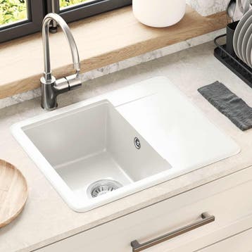vidaXL Wasbak 80% Kwarts en 20% Hars 560 x 460 mm Wit, Verzenden