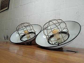 Plafondlamp (2) - Vintage industriële emaille hanglamp -