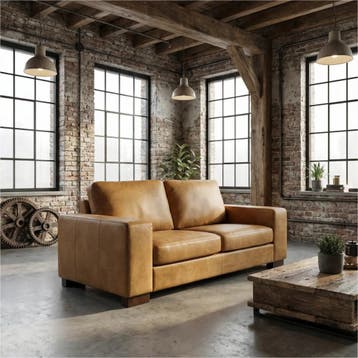 Leren bank Enjoy - 2 zits - Kenia Walnut (cognac) - Poten, Antiek en Kunst, Ophalen of Verzenden